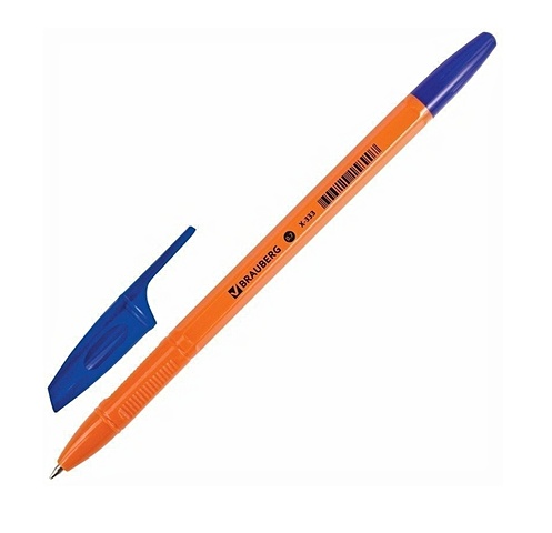 Ручка шариковая синяя X-333 Orange корпус оранжевый, узел 0,7мм, линия 0,35мм, BRAUBERG