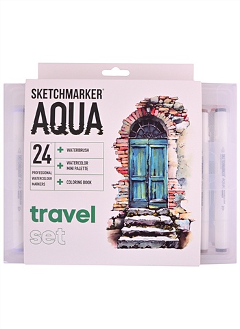 Маркеры акварельные 24цв Aqua Pro Travel Set, к/к, Sketchmarker художественный маркер sketchmarker набор акв маркеров sketchmarker aqua travel 24цв