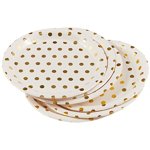 набор бумажных тарелок золотые звёздочки 18 см Набор бумажных тарелок «Золотые конфетти», 6 штук, 18 см
