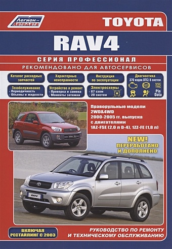 Toyota RAV4. Праворульные модели 2WD&4WD c 2000-2005 гг. выпуска с двигателями 1AZ-FSE (2,0 л D-4), 1ЯЯ-АУ (1,8 л)