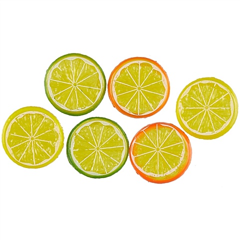 Искусственный декор «Дольки цитрусовые круглые», 6 штук, 4 см мармеладные дольки ванюшкины сладости апельсин лимон арбуз вес