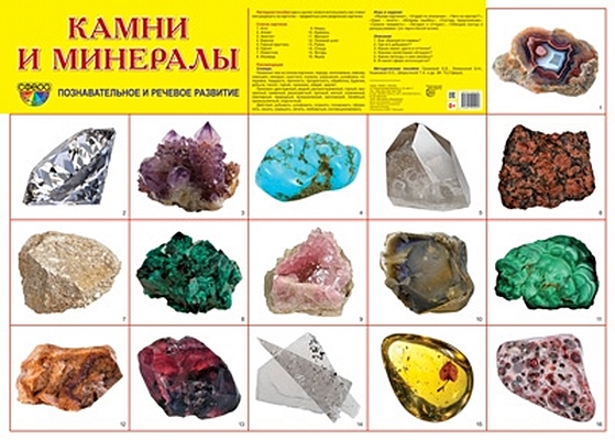 демонстрационный плакат камни и минералы а2 Демонстрационный плакат Камни и минералы (А2)