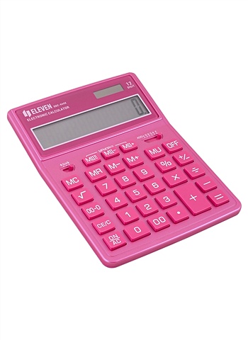 Калькулятор 12 разрядный настольный, 2-е питан., розовый, ELEVEN SDC-444 калькулятор eleven sdc 664s 339208