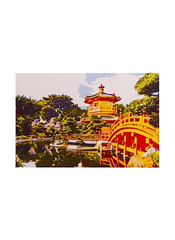 Раскраска по номерам на картоне А3 Красивая пагода, 30х40 см цена и фото