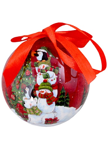 Елочный шар Снеговики (пластик) (7,5 см) (ПВХ Бокс) елочный шар ø5 см пластик красный