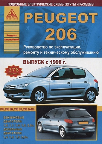 Peugeot 206 Выпуск 1998-2012 с бензиновыми и дизельными двигателями. Эксплуатация. Ремонт. ТО hyundai galloper i ii 1991 1998 и 1998 2004 с бензиновыми и дизельными двигателями ремонт эксплуатация то