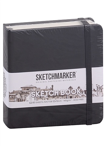 Скетчбук 12*12 80л Sketchmarker черный, нелинованн. 140г/м2, слоновая кость, тв.обл.