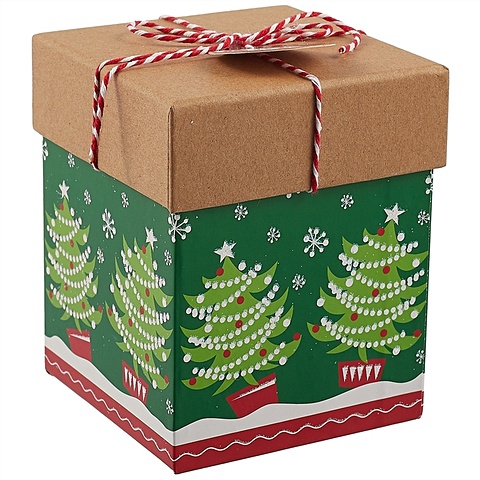 Подарочная коробка «Новогодняя ель», маленькая коробка подарочная новогодняя 15х15х15см в ассортименте