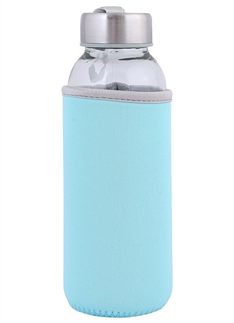Бутылочка в чехле (голубая) (стекло) (300мл)