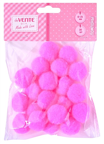 Набор помпонов для творчества deVENTE 25 мм, 20 шт, цвет розовый набор для изготовления помпонов prym