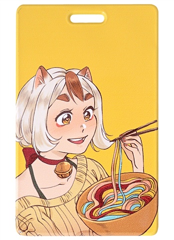 Чехол для карточек Аниме Девушка-нэко с лапшой (цветная) чехол для карточек аниме девушка с котом цветная сёдзе