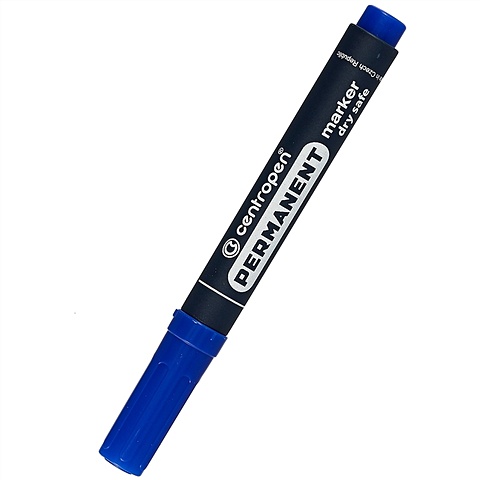 Маркер перманентный синий DRY SAFE, 2.5мм, круглый, Centropen маркер для ohp перманентный 0 6 мм centropen 2636 цвет синий