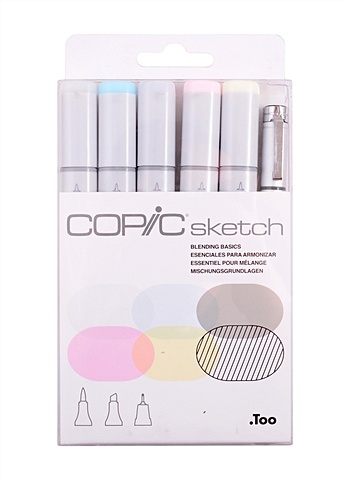 Набор маркеров Copic Sketch смешанные цвета 6цв набор маркеров copic sketch основные цвета 6цв