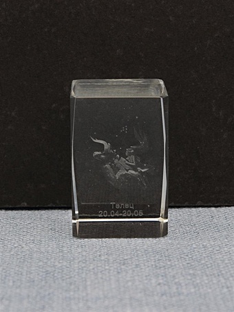 Сувенир, Стеклянный куб большой 5*8см Телец НУ-8525