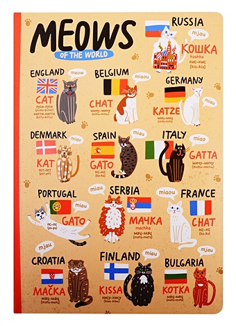 Блокнот Мяу на разных языках (коты)