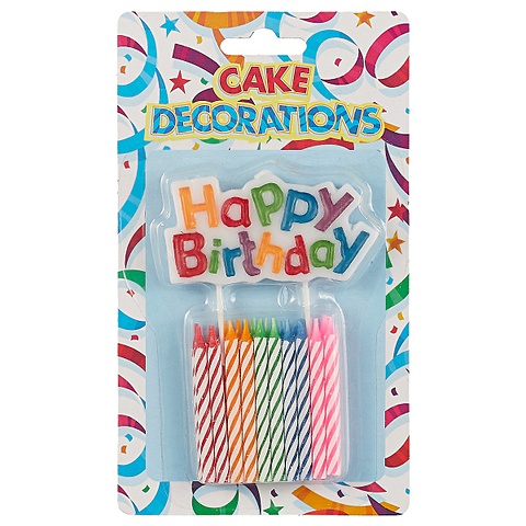 Набор свечей для торта Happy Birthday с табличкой, 20 штук