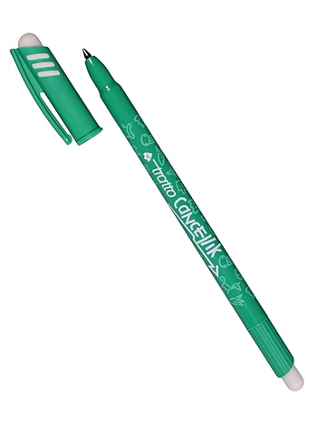 цена Ручка шариковая со стирающимися чернилами зеленая CANCELLIK ластик