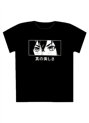 футболка аниме девушка с ушками сёдзё черная текстиль размер м Футболка Аниме Лицо (Сёдзё) (черная) (текстиль) (размер М)