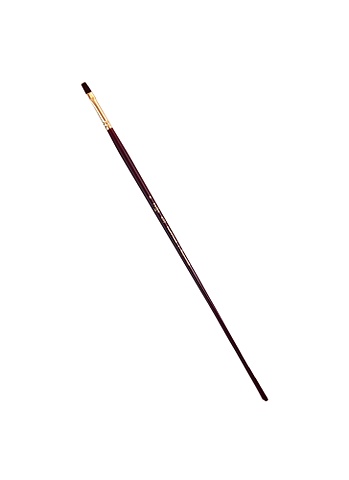 Кисть художественная №4 Вернисаж, синтетика бордовая, плоская, длинная ручка, Гамма