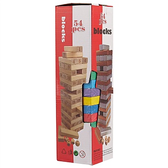 Головоломка цветные деревянные блоки настольная игра пьяная башня запой 54 бруска