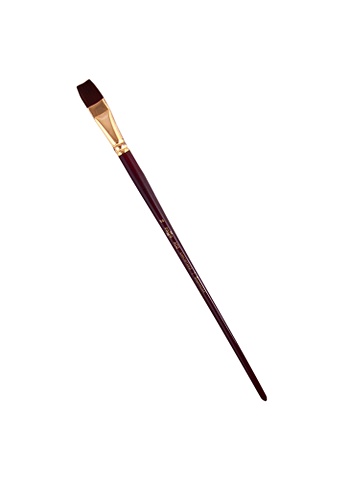 Кисть художественная №14 Вернисаж, синтетика бордовая, плоская, длинная ручка, Гамма