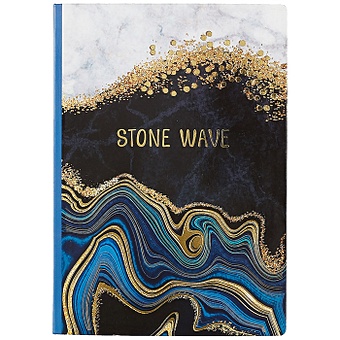 Блокнот Stone wave (мрамор серый с черным) (золотое тиснение)