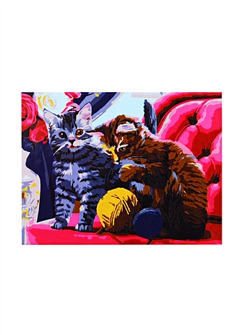 Холст с красками по номерам Котята и клубки, 17 х 22 см холст с красками 40 × 50 см по номерам котята и пряжа