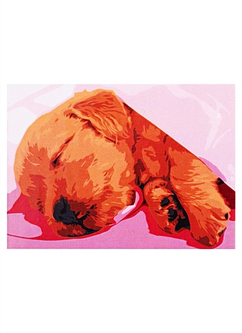 Холст с красками по номерам Спящий щеночек, 22 х 30 см