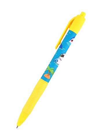 Ручка шариковая синяя Shark area грип, клип ручка шариковая авт синяя панды грип клип