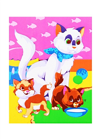 Холст с красками по номерам Кошка и котята, 17 х 22 см холст с красками 40 × 50 см по номерам котята и пряжа