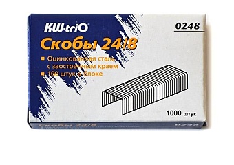 Скобы № 24/8 KW-TRIO 1000шт в карт.уп. 0248 скобы для степлеров kw trio 10 оцинкованные 1000шт 0100