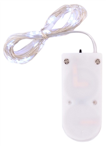 Гирлянда-проволока LED (20 белых ламп) (1,9 м) гирлянда из лампочек glow 5 прозрачных ламп 10 теплых белых mini led 1 м таймер батарейки star trading 726 92