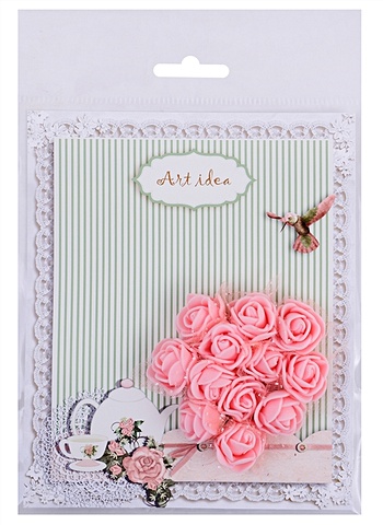 Розы-букетики с сеточкой светло-розовый (HC001) (букетик) (1шт.) (упаковка) фото
