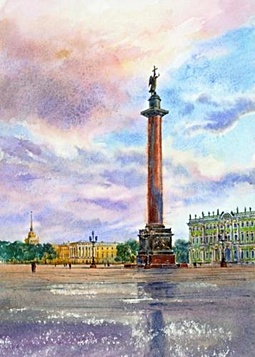 Репродукция в рамке Дворцовая площадь.Александровская колонна