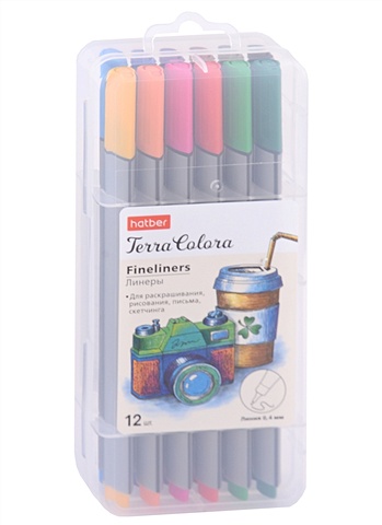 Ручки линеры Terra Colora. Travel Hatber, 12 цветов цена и фото