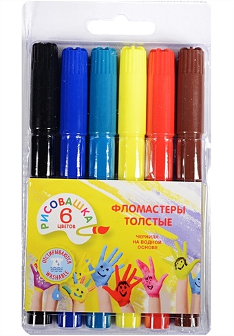 Фломастеры толстые Рисовашка, 6 цв. цветные карандаши рисовашка 6 цветов