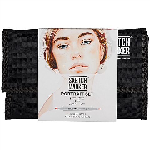 Маркеры 24цв Portrait Set, сумка-органайзер, Sketchmarker sketchmarker набор маркеров portrait set черный 24 шт