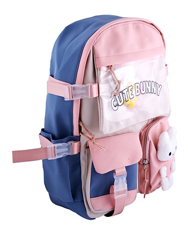 Рюкзак Зайка 42*27*15см, сине-розовый, с игрушкой силиконовый чехол на oppo a31 оппо а31 с принтом сине розовый мрамор