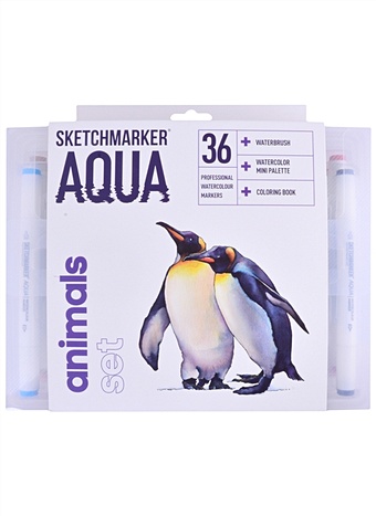 цена Маркеры акварельные 36цв Aqua Pro Animals, к/к, Sketchmarker