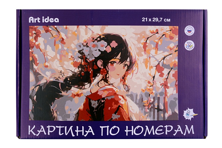 Картина по номерам Аниме Девушка с цветами в волосах