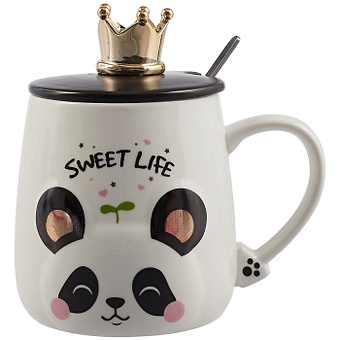 Кружка с крышкой-короной и ложкой Панда Sweet life (420мл) кружка с крышкой короной и ложкой панда sweet life 420мл