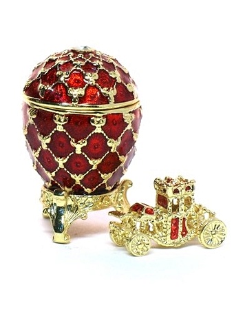 Сувенир, АКМ, Faberge Яйцо 2,5см С каретой цв.красный HE0247-1+HE0271-1 шкатулка яйцо с цветами в стиле фаберже