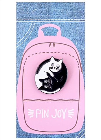 Значок Pin Joy Коты Инь-Ян (металл) амулет коты инь ян мед сталь