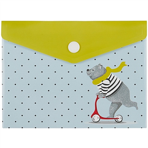 папка конверт а4 на кнопке мишка на велосипеде Папка-конверт А6 на кнопке Мишка на самокате