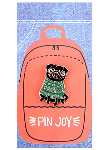 Значок Pin Joy Мопс в свитере (металл) цена и фото