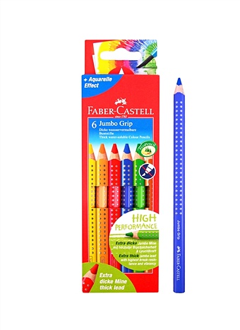 Карандаши цветные 06цв Jumbo Grip, к/к, трехгран., утолщ., подвес, Faber-Castell карандаши цветные 10 цветов jumbo точилка