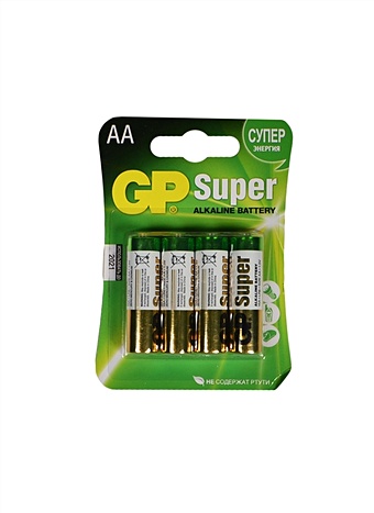 Элементы питания 04шт GP Super Alkaline LR06, AA, блистер батарейки focusray ultra alkaline lr06 bl4 4 48 288