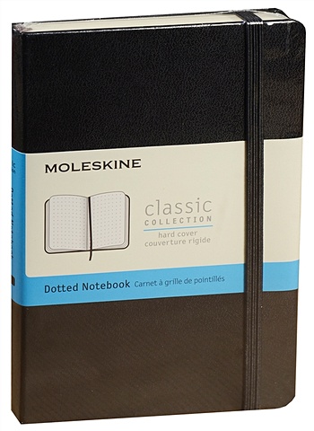 Записная книжка А6 96л в точку Classic Pocket черная, жесткая обложка, резинка, Moleskine
