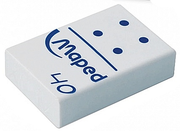 Ластик/Стирательная резинка Maped Domino 40, 32х22х8,5 мм, белая, в виде домино, дисплей,511240