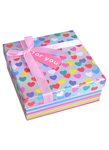 Коробка подарочная Веселые сердечки 15*15*6,5см. картон